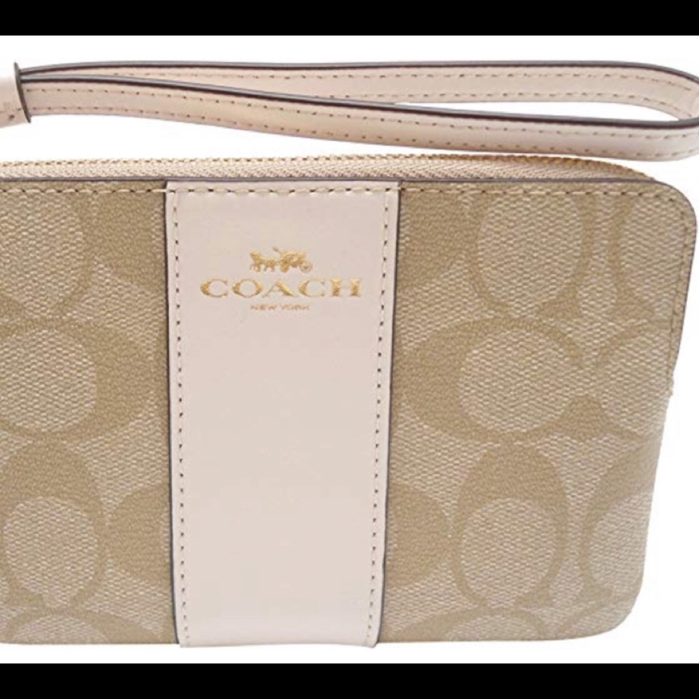 Coach Zip Wristlet in Signature Canvas NWT